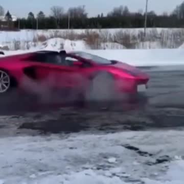 LAMBORGHINI Aventador Drifts in the snow #Lamborghini aventador #shorts# shorts luxury cars #youtube
