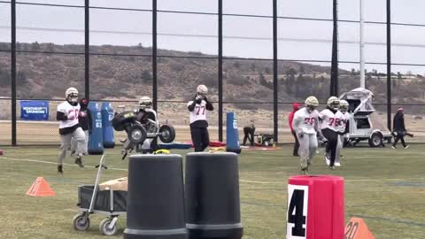 The 49ers Warm Up in the Snow at the United States Air Force Academy