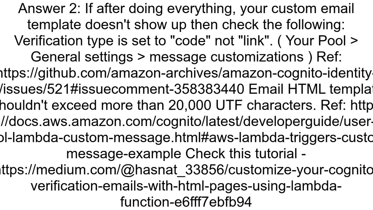 AWS Cognito Custom email message with Lambda trigger being overwritten