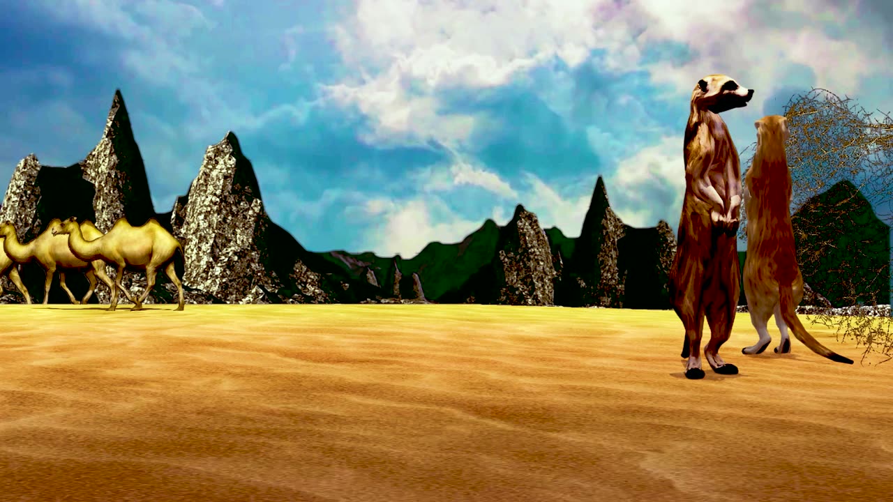 Desert animation of four green screen movie