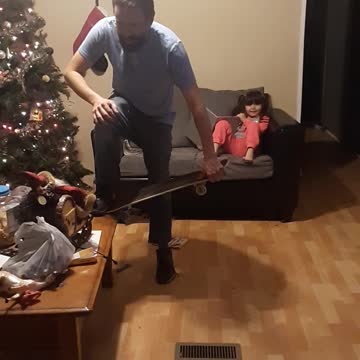 When your daughter gets a skateboard for Christmas and you had too mich egg nog