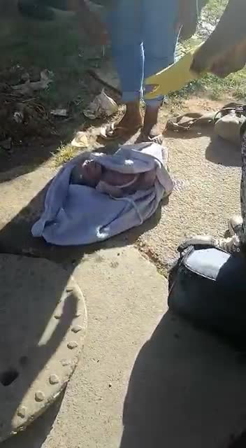 Newborn baby rescued from a drain