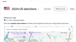 Google shows a ‘Where to Vote’ section with a map for Kamala Harris, but not for Donald Trump.