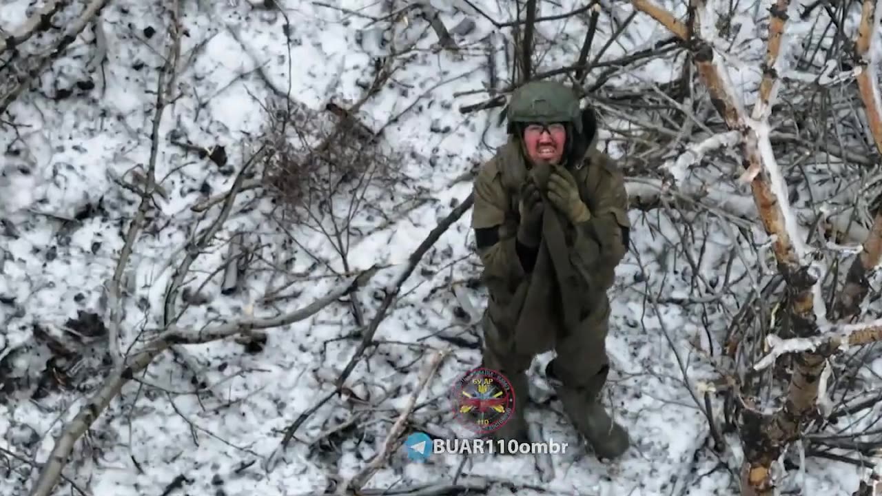 russian soldier begs not to get drone bombed, then he ruins Christmas by hiding