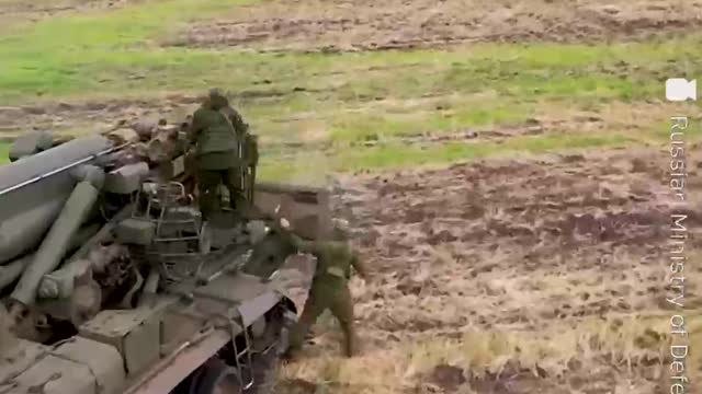 This is the 203-mm Malka self-propelled artillery units in combat