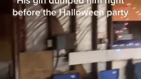 His girl dumped him right before the Halloween party