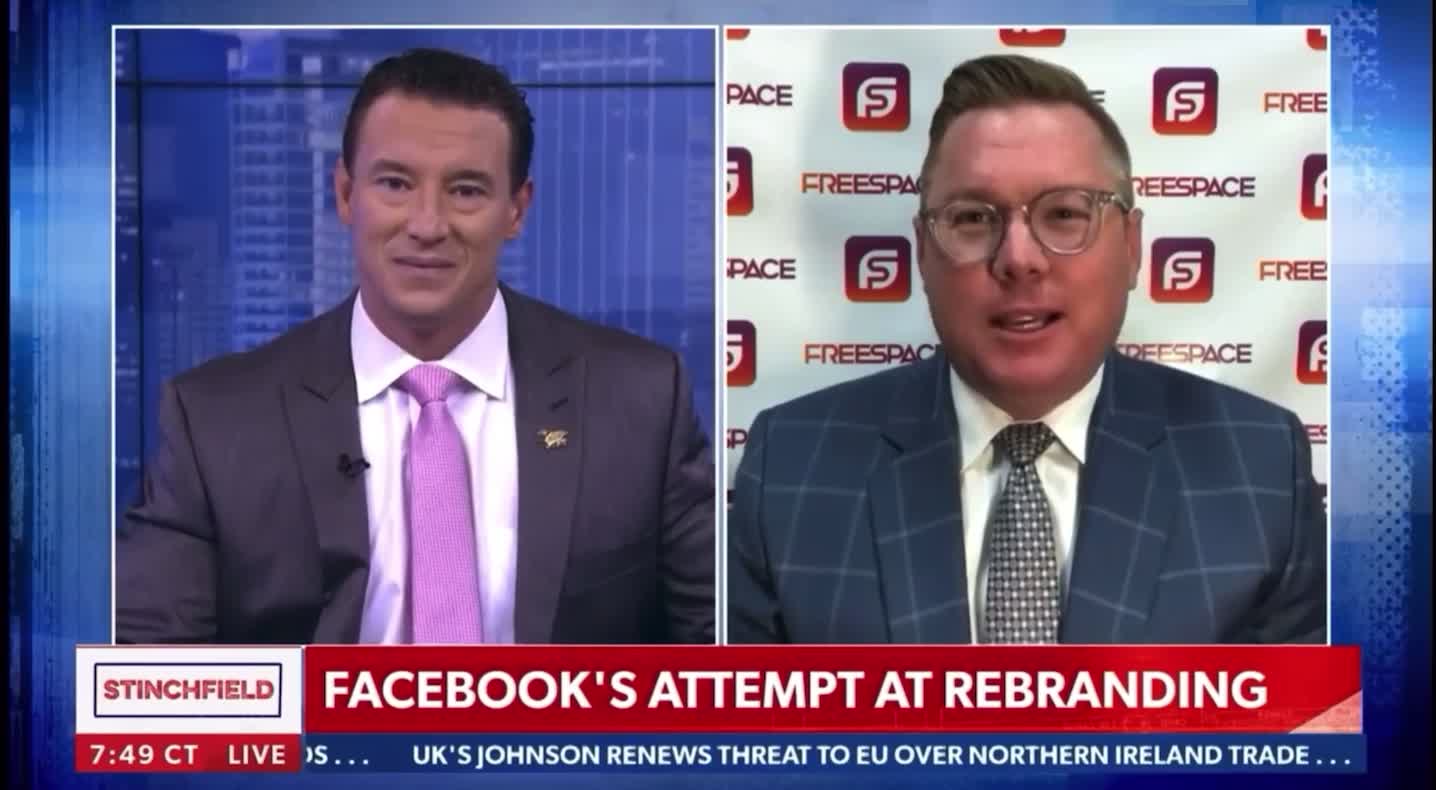 FB's "Meta" re-brand: FreeSpace CEO Jon Willis with Newsmax's Carl Higbie