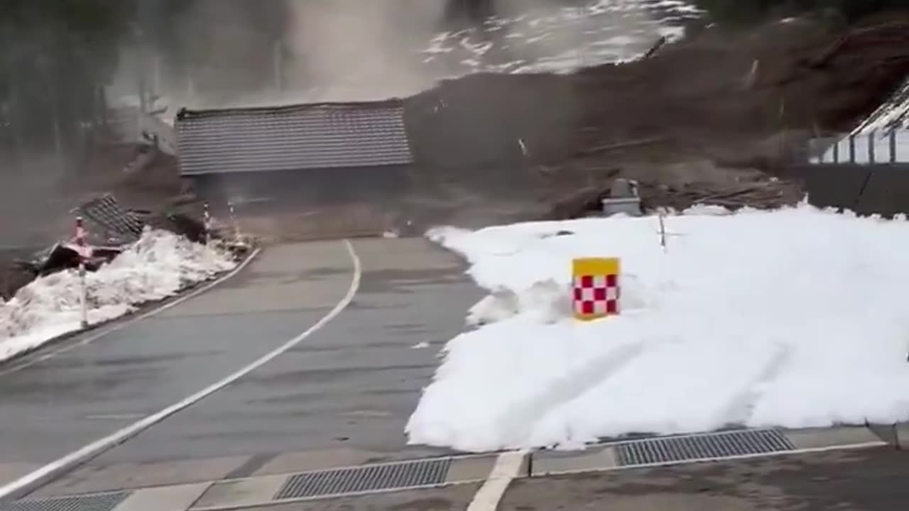 A new video shows a huge landslide immediately after the earthquake in the city of Wajima, Japan.