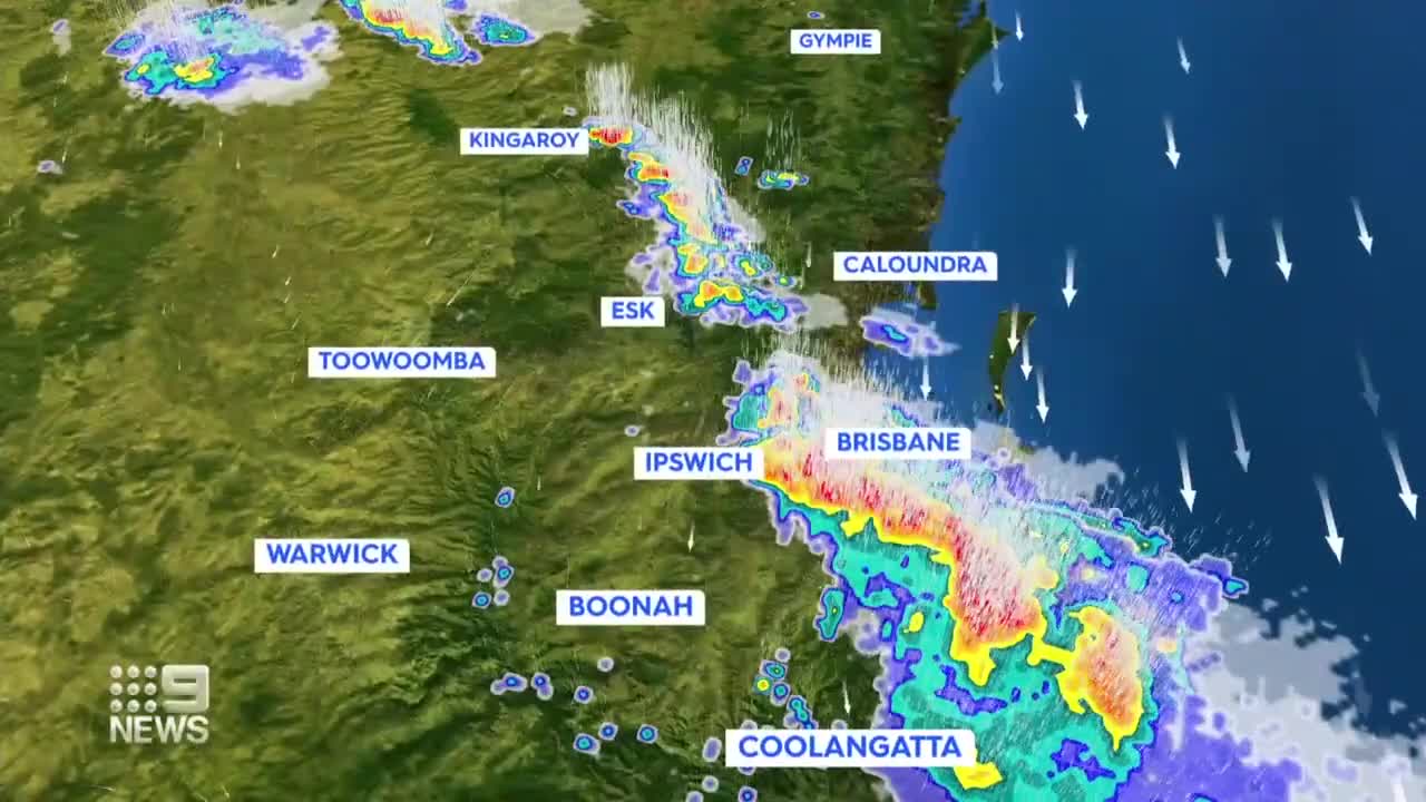 Severe thunderstorm warnings in place across Queensland | 9 News Australia