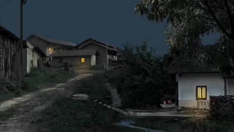 Night view in my village with beautiful river