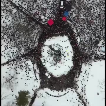 DRONE FOOTAGE OF TORONTO RALLY CROWD