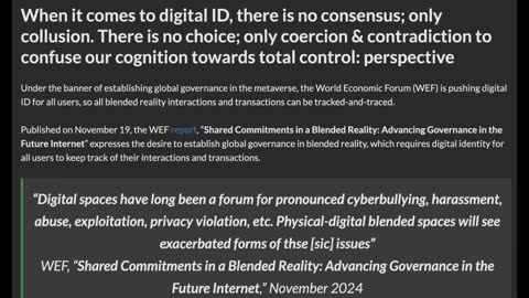 WARNING! WEF RELEASES BLUEPRINT TO ADVANCE INTERNET GOVERNANCE IN THE NEW BLENDED REALITY!