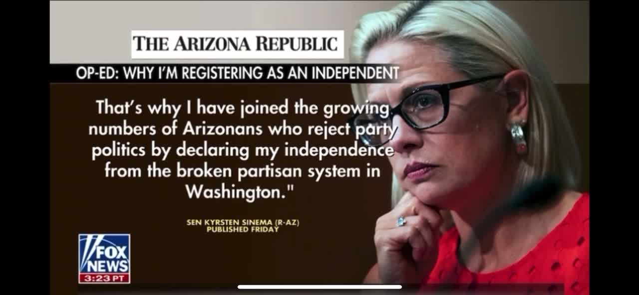 Sen Krysten Sinema leaves Democratic Party, registers as an Independent