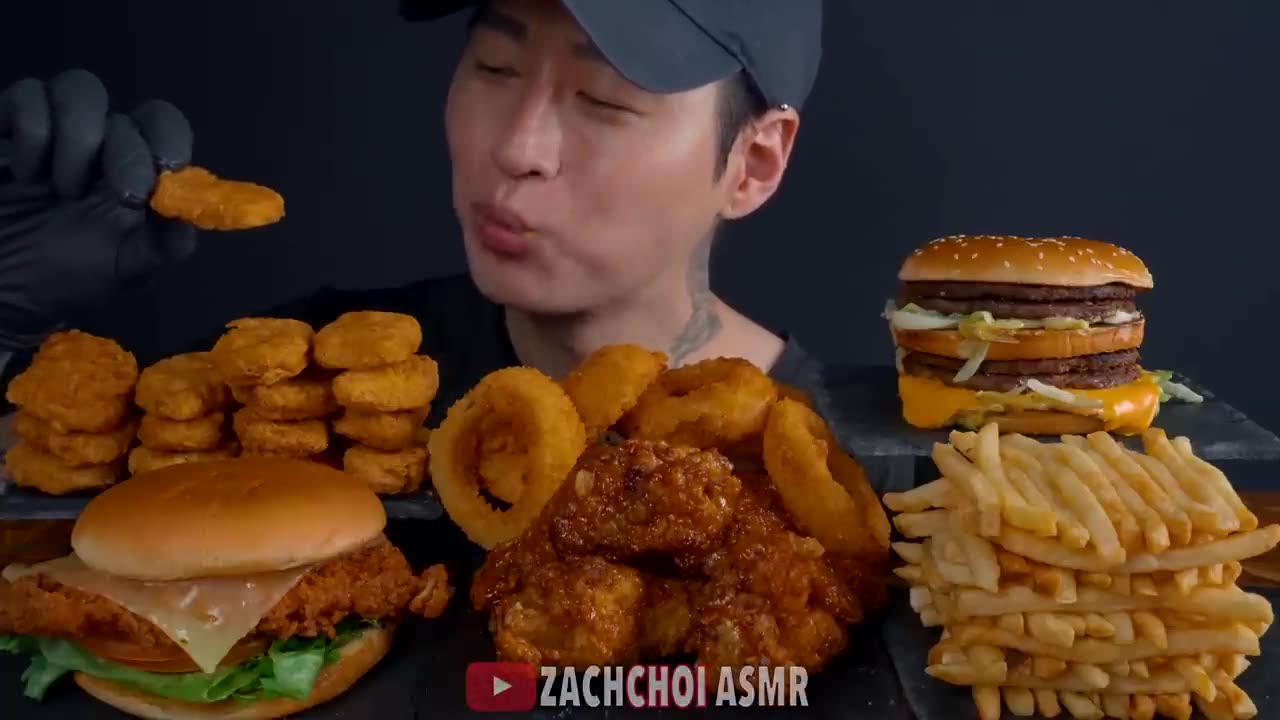 ASMR MUKBANG | Fast Food, Big Mac, Chicken Nuggets, Onion Rings, Chicken Sandwich, Wings, Fries