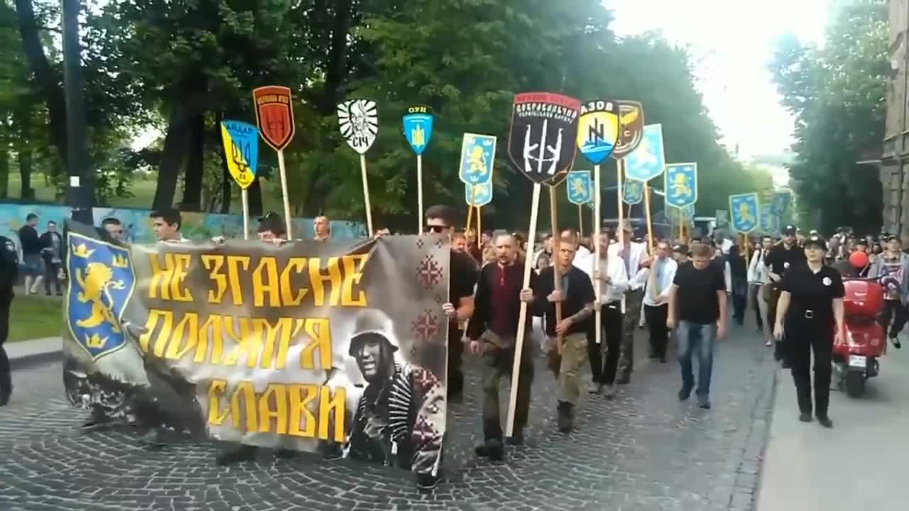 A march of remembrance of the 14th Waffen Grenadier Division of SS