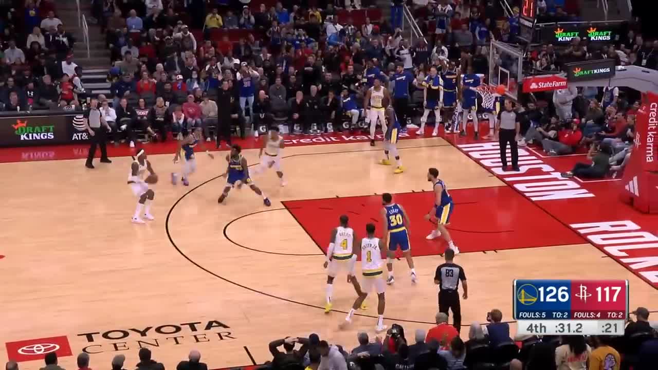 Stephen Curry hits insane fadeaway 3 and does night night celebration vs Rockets