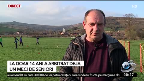 Luca Megheşan a arbitrat un meci de seniori la numai 14 ani