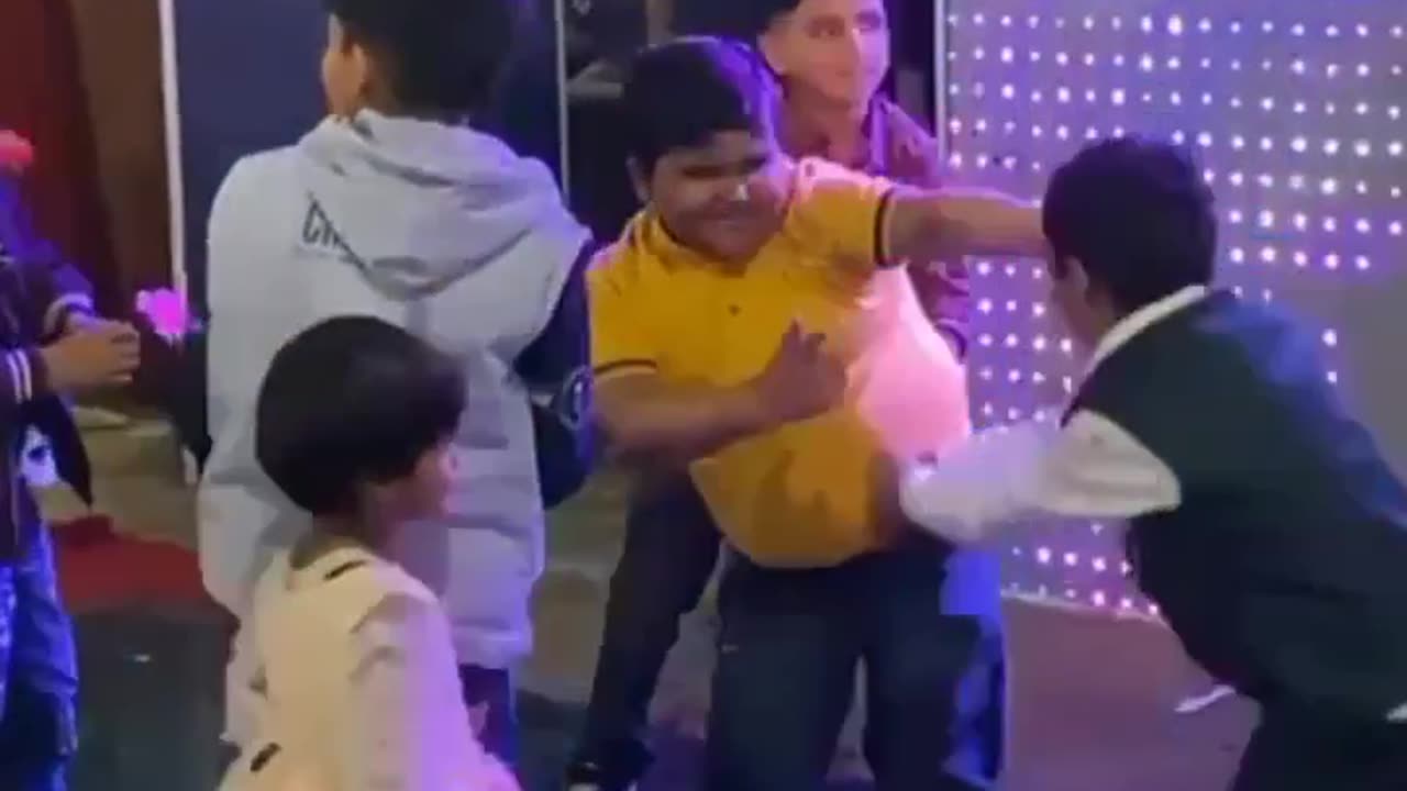 Boy dancing with comedy scene