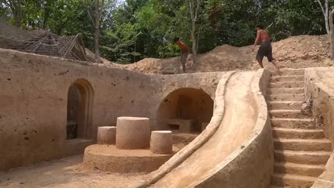 101 Days Building Modern Underground Hut With Water Slide To Swimming Pool