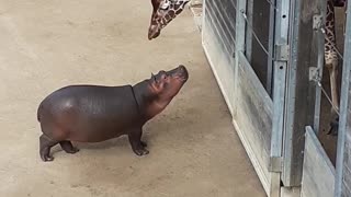 Giraffe And Hippo Share Adorably Sweet Moment Together