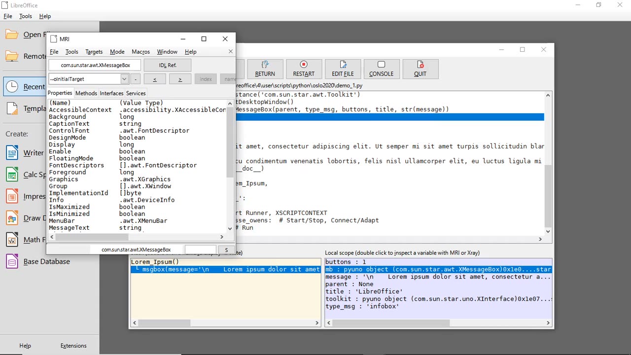 LibreOffice scripting | Using APSO to debug a Python Script