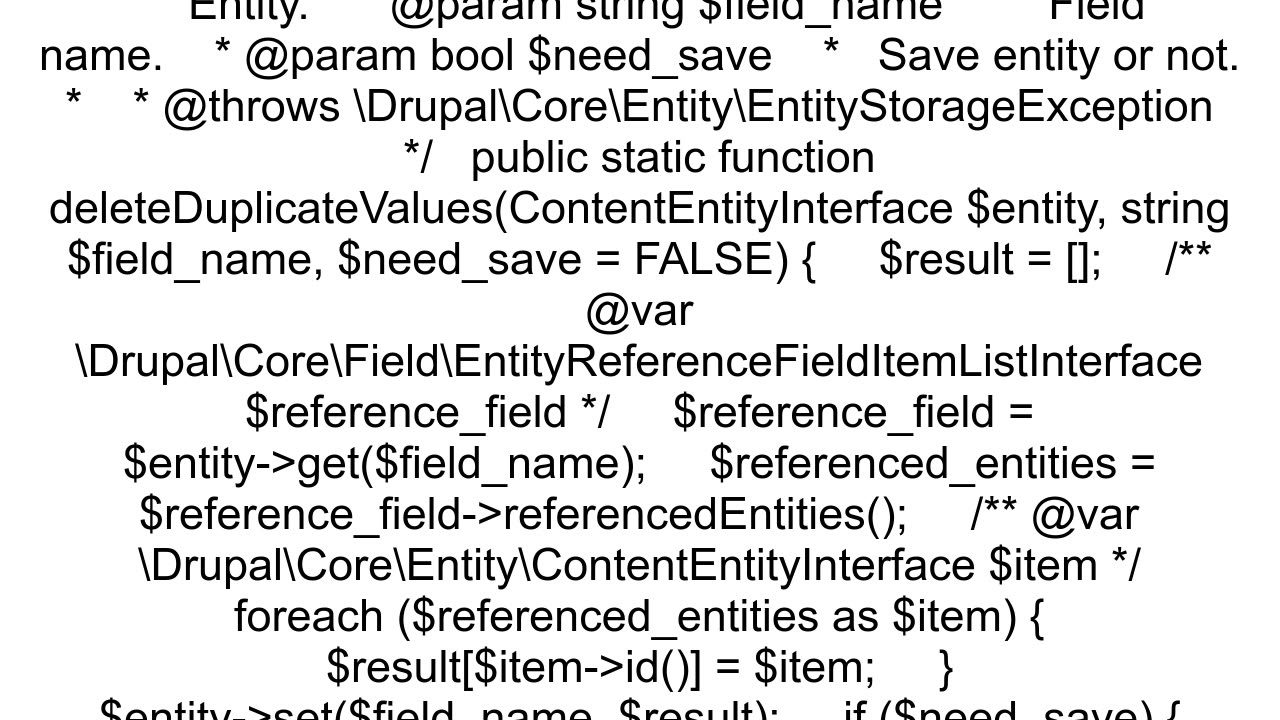 remove duplicate values from entity reference fields