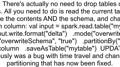 Databricks How to change a partition of an existing Delta table