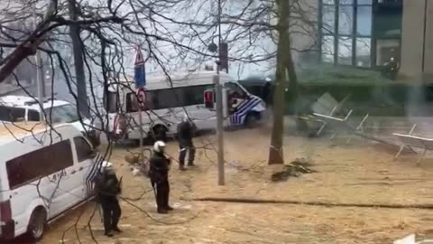 Farmers try to storm an EU meeting in Brussels, Belgium