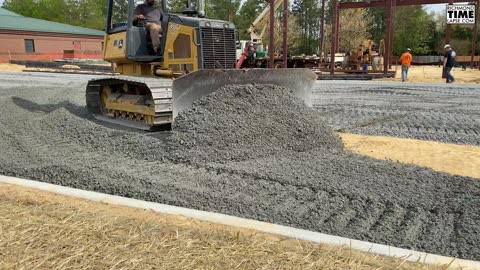 Bulldozer Perfectly Levels and Spreads Gravel in the Parking Lot!