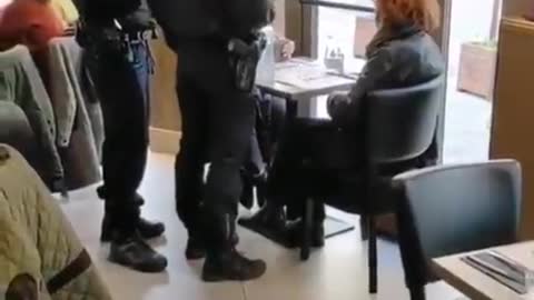 French Police Check Jab Passes of Those Dinning In