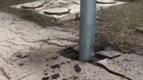 Ukraine Russia Due Rocket Crashes into sidewalk