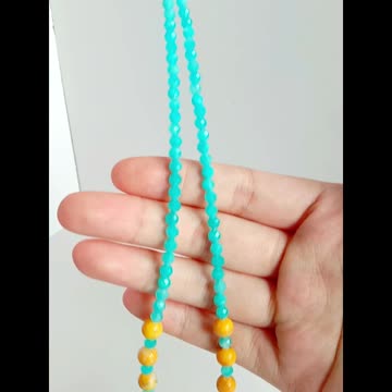 Free-shape Natural turquoise pendant and Bumble bee beads with faceted Amazonite necklace 16inch