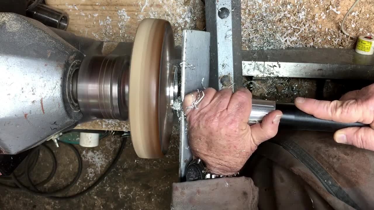 woodturning a pewter shavings dish10