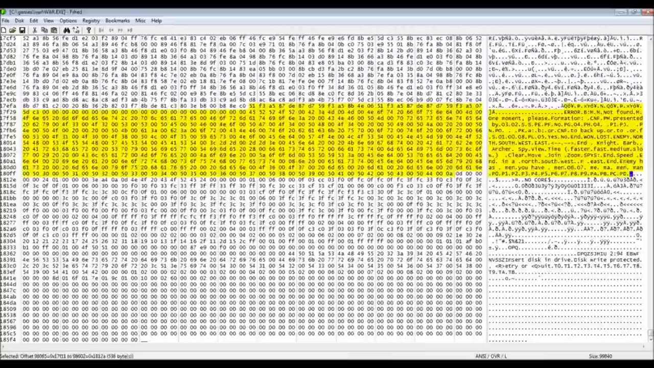 Examination of DOS Game Files With Hex Editor