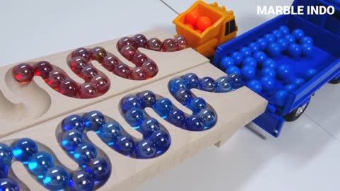 Marble Run Race ASMR ☆ Dump Truck, Garbage Truck & HABA Slope Course