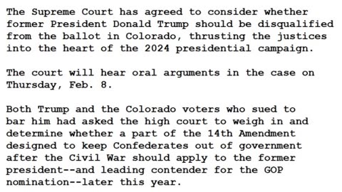 24-0105 - Supreme Court takes up Colorado's decision to kick Trump off its primary ballot