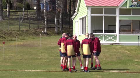 World's Strongest Men in a Tug o' War Challenge at Braemar Gathering Highland Games site in Scotland