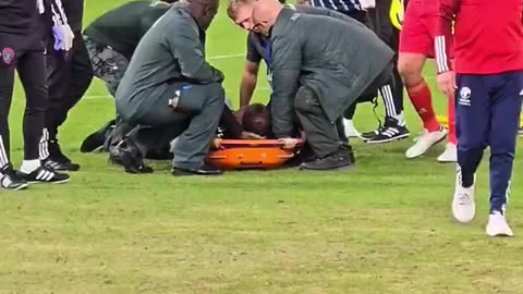 Usain Bolt is STRETCHERED OFF at Soccer Aid