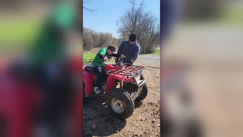 FIRST LESSON ON RIDING THE YAMAHA FOUR-WHEELER