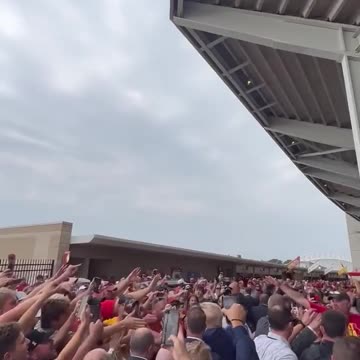 Trump is mobbed at Iowa State University. When have you ever seen this happen to Biden?