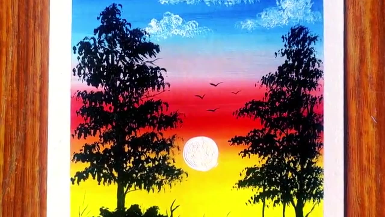 Sunset easy painting for beginners _ acrylic painting #shorts