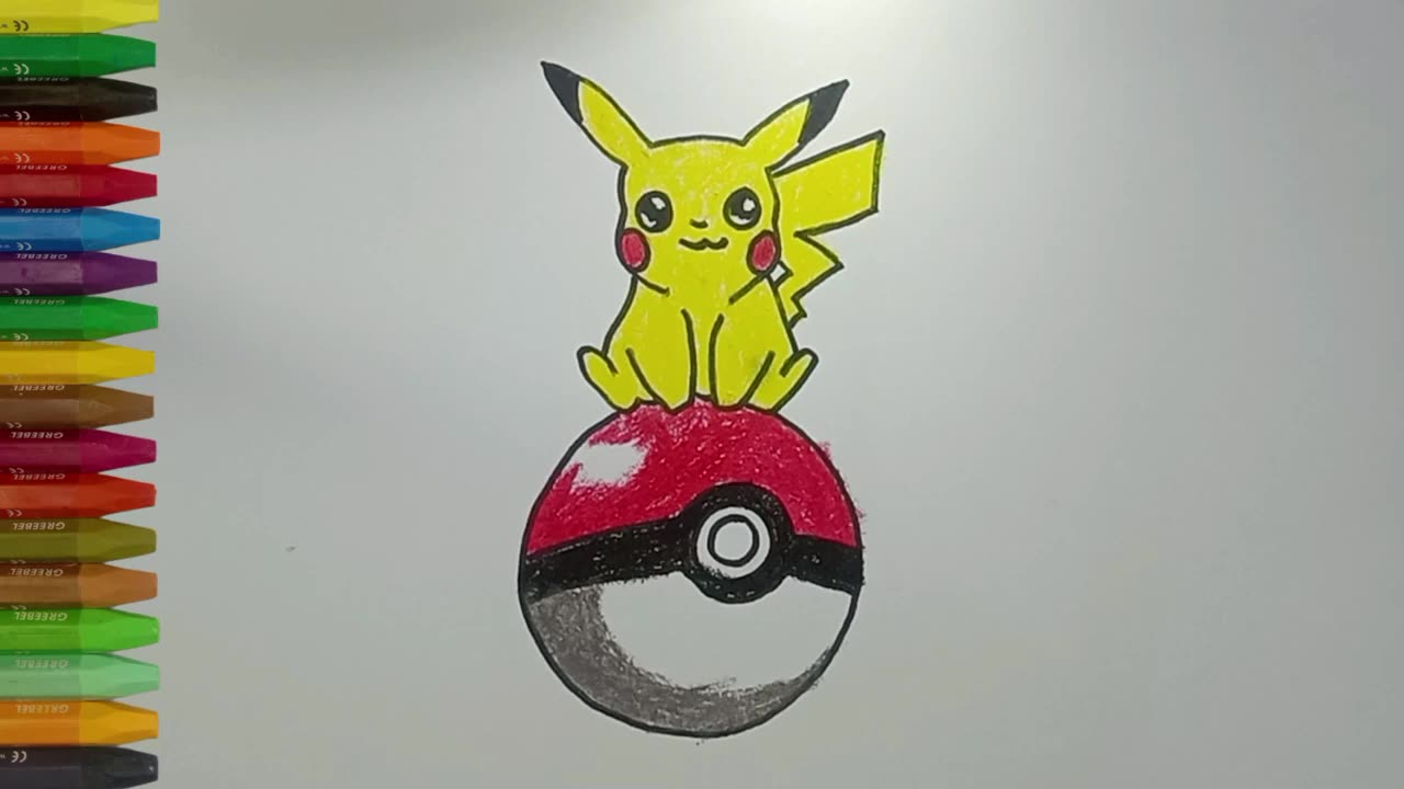 Cara Menggambar Dan Mewarnai Pokemon, Bola Pokemon, Pokemo Go, Cartoon Pokemon