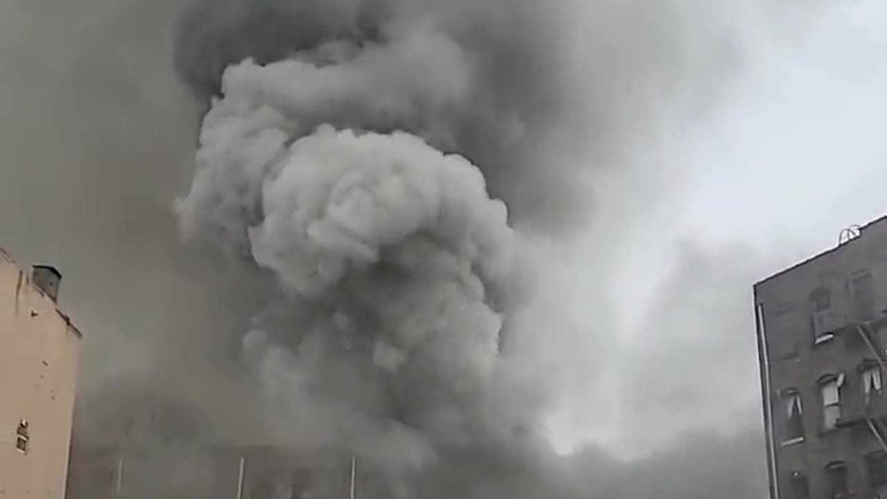 A Brooklyn Lumber Storage Warehouse Engulfed by a Massive Fire