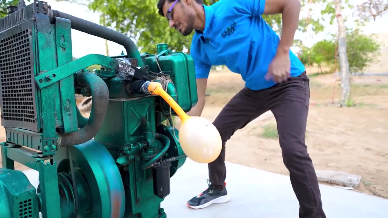 Monster Balloon vs Diesel Engine