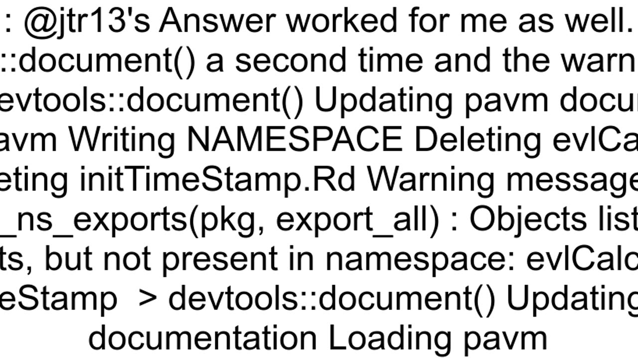 Building R Package Error Objects listed as exports but not present in namespace