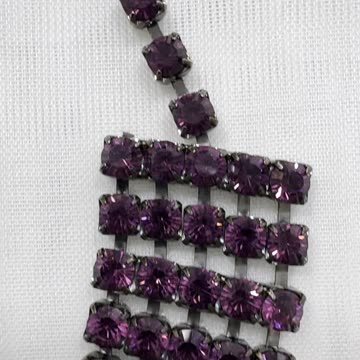 Gunmetal Plated Purple Choker Necklace (14”~18”). Made with Swarovski Crystal