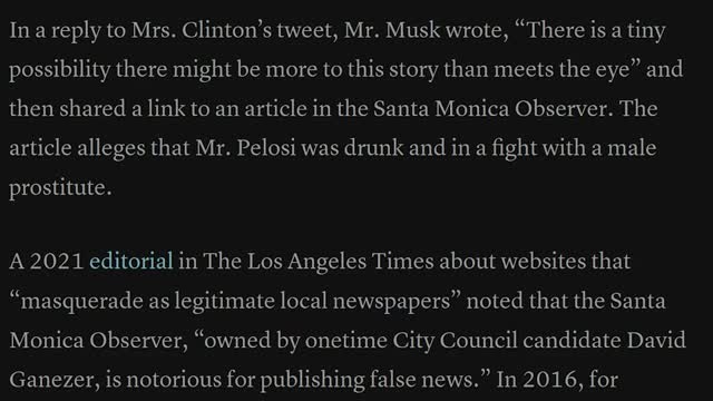 ELON MUSK TWEETS THEN DELETES PELOSI ATTACK CONSPIRACY THEORY