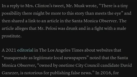 ELON MUSK TWEETS THEN DELETES PELOSI ATTACK CONSPIRACY THEORY