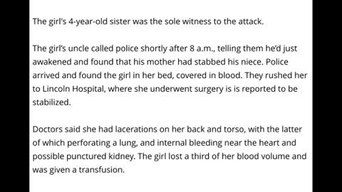 4 Year Old Girl Witnesses Grandmother’s Brutal Stabbing Attack On Her 7 Year Old Sister