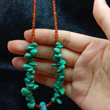 Natural turquoise and faceted orange garnet Jewelry Gift For Her 20240101-06-08